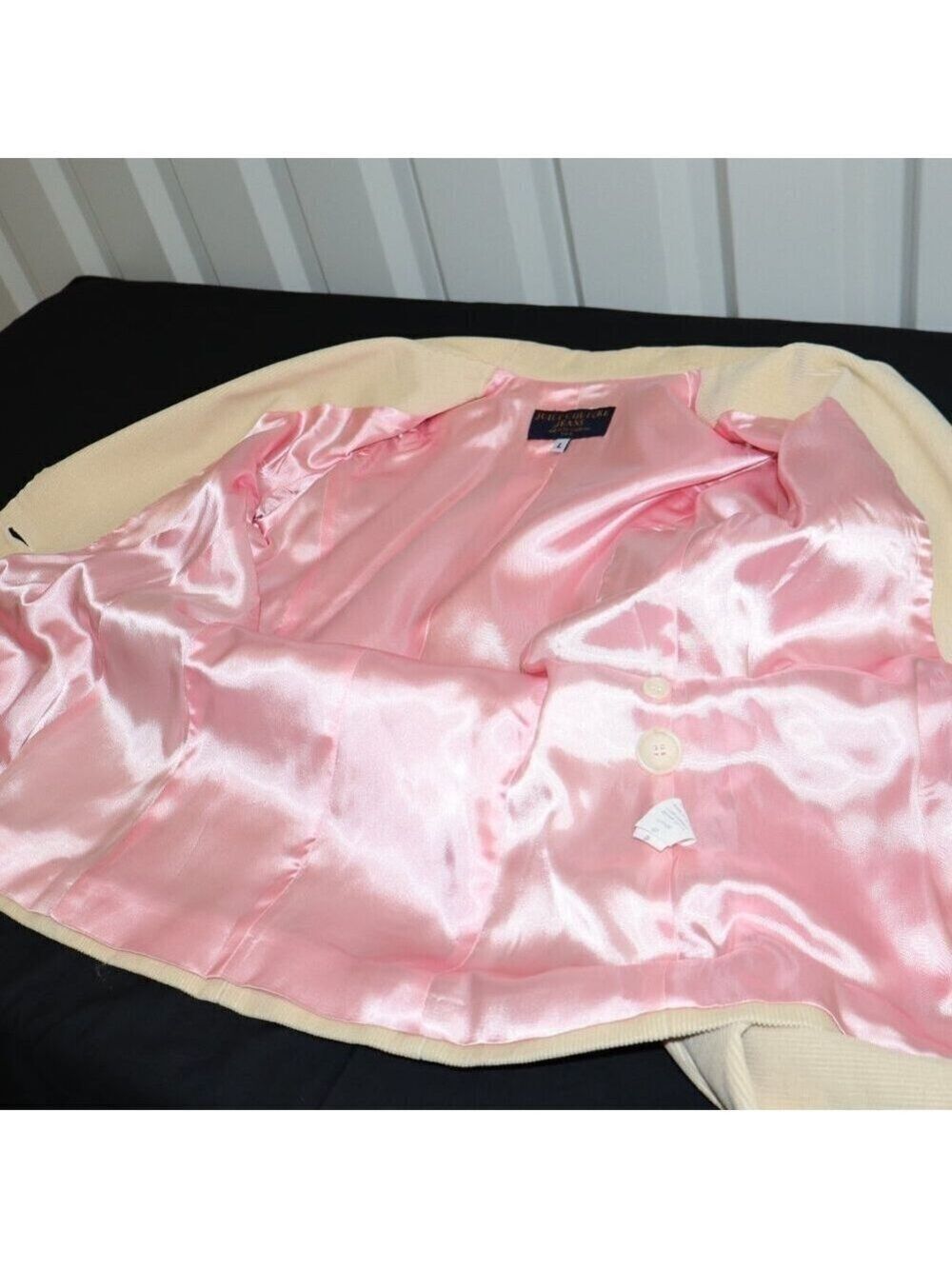Juicy Couture Vintage Y2K Corduroy Blazer Cream Two Button Size Lg Made in USA - Picture 3 of 9